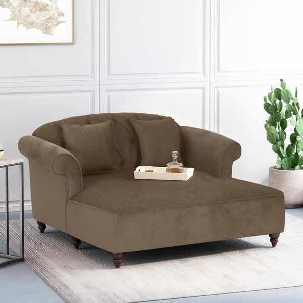 gdf studio Hurford Contemporary Tufted Double Chaise Lounge with Accent Pillows