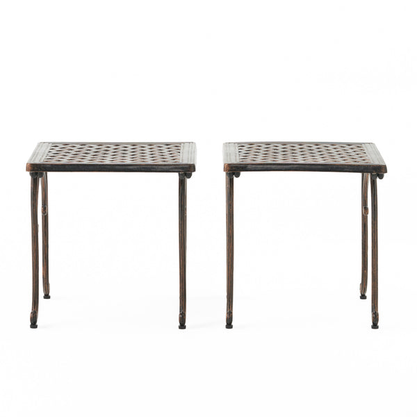 gdf studio Hyde Traditional Outdoor Copper Cast Aluminum End Tables (Set of 2)