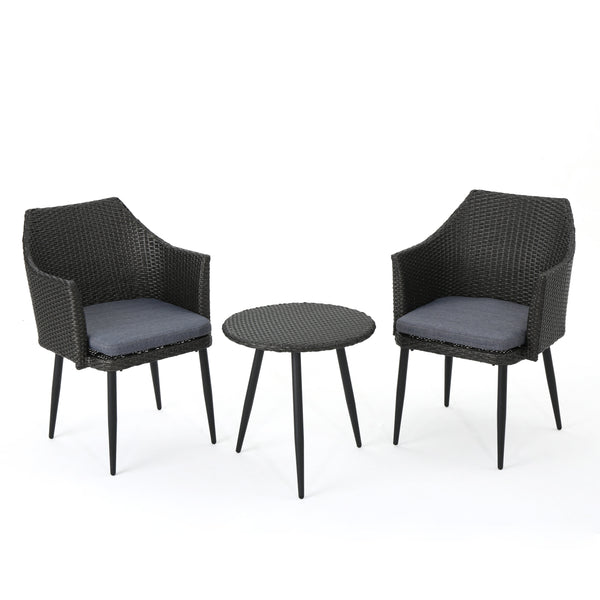 Gdf Studio Ibiza Outdoor 3 Piece Wicker Chat Set With Water Resistant Cushions