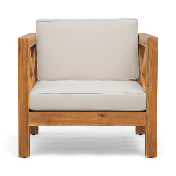 gdf studio Indira Outdoor Acacia Wood Club Chair with Cushion