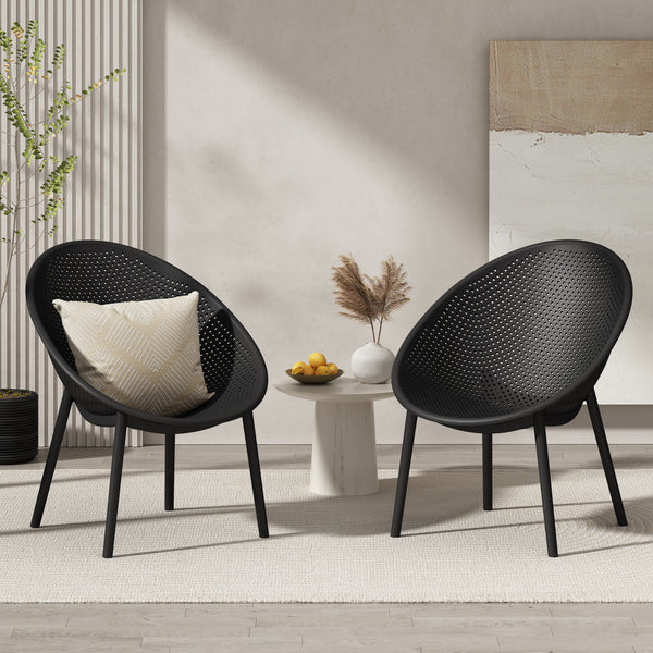 Gdf Studio Indoor & Outdoor Polypropelene Plastic Gable Accent Chair Set Of 2