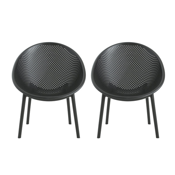 Gdf Studio Indoor & Outdoor Polypropelene Plastic Gable Accent Chair Set Of 2