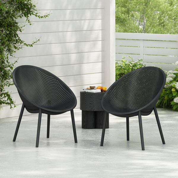 gdf studio Indoor & Outdoor Polypropelene Plastic Gable Accent Chair Set of 2