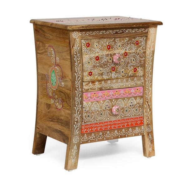 gdf studio Ingersol Handcrafted Boho 2 Drawer Mango Wood Nightstand