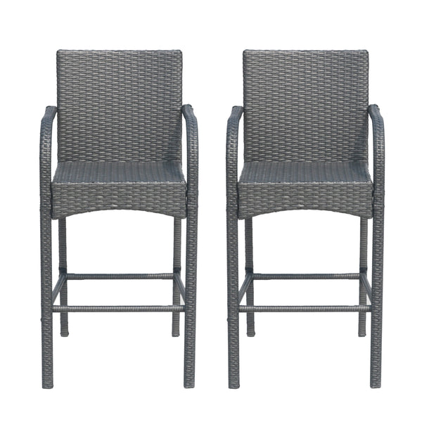 Gdf Studio Iremide Outdoor Wicker Barstool Chair (Set Of 2)