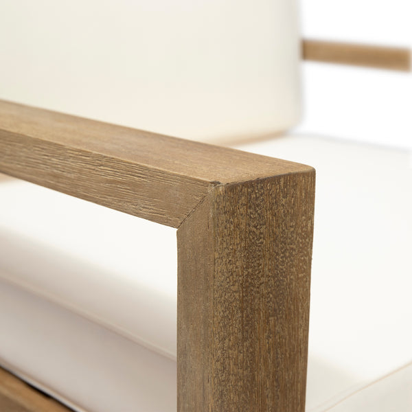 Gdf Studio Iris Outdoor 4 Seater Acacia Wood Chat Set With Cushions