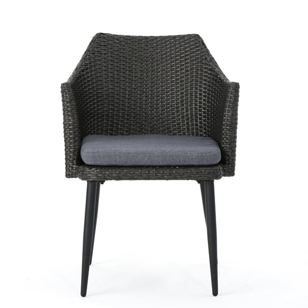 Gdf Studio Iris Outdoor Wicker Dining Chairs With Water Resistant Cushions (Set Of 4)