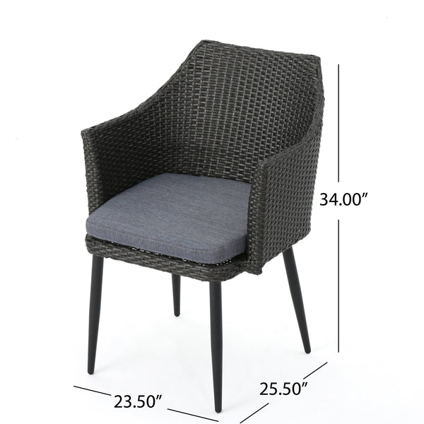 Gdf Studio Iris Outdoor Wicker Dining Chairs With Water Resistant Cushions (Set Of 4)