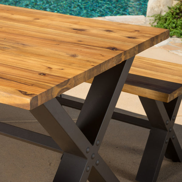 Gdf Studio Irving Outdoor 3-piece Acacia Wood Dining Set