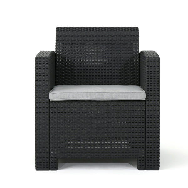 Gdf Studio Irwin Outdoor 8-Seater Wicker Print Chat Set With Fire Pit