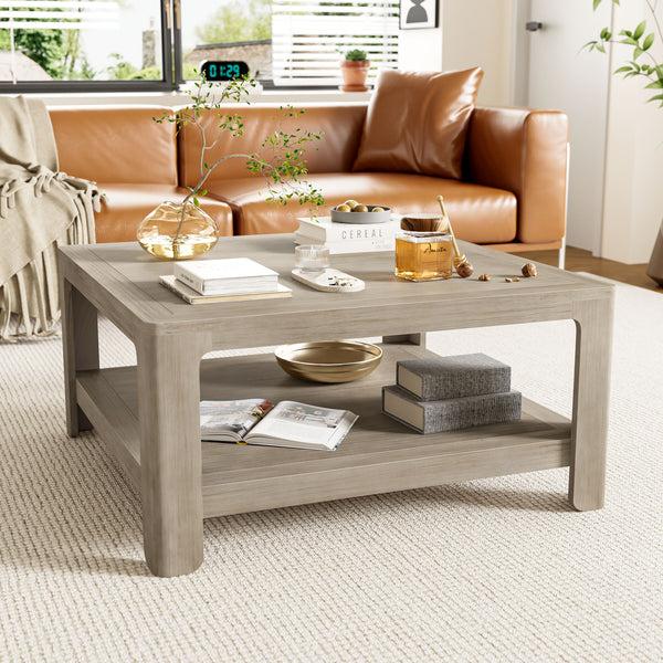 Gdf Studio Irystor Outdoor Patio Square Coffee Table With Storage Light Ash
