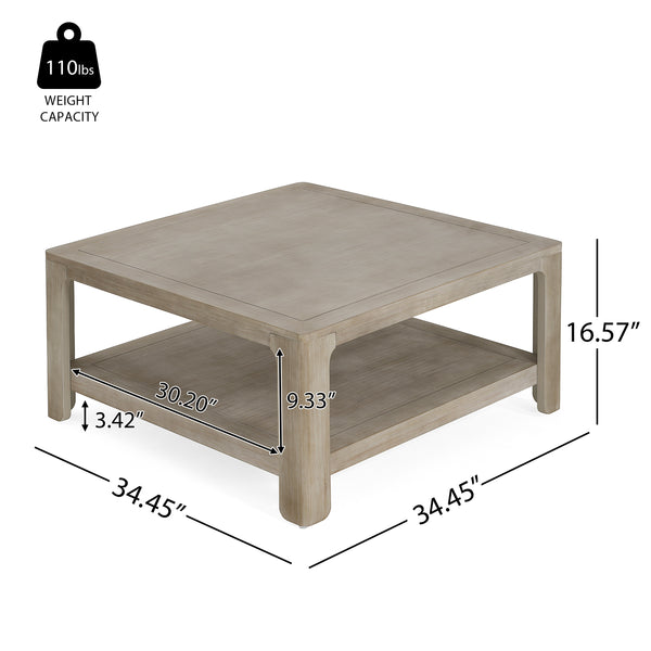 Gdf Studio Irystor Outdoor Patio Square Coffee Table With Storage Light Ash