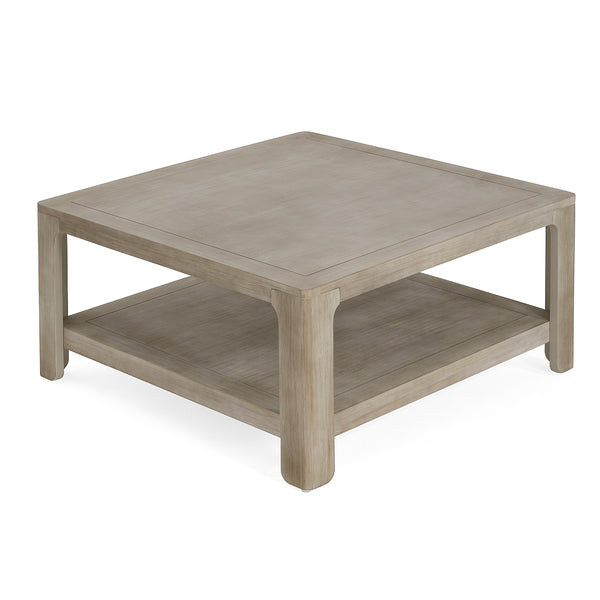 gdf studio Irystor Outdoor Patio Square Coffee Table With Storage Light Ash