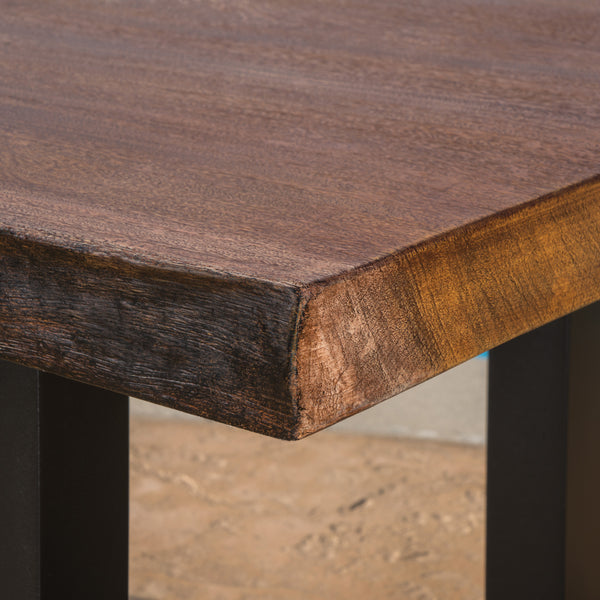 Gdf Studio Ishtar Outdoor Faux Live Edge Teak Finish Lightweight Concrete Dining Table