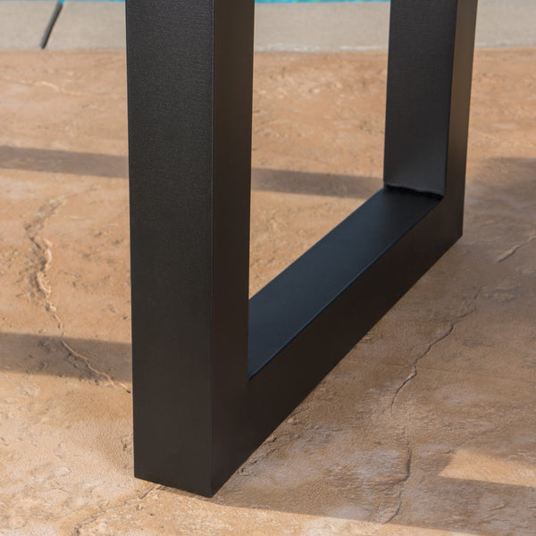 Gdf Studio Ishtar Outdoor Faux Live Edge Teak Finish Lightweight Concrete Dining Table