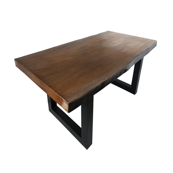gdf studio Ishtar Outdoor Faux Live Edge Teak Finish Lightweight Concrete Dining Table