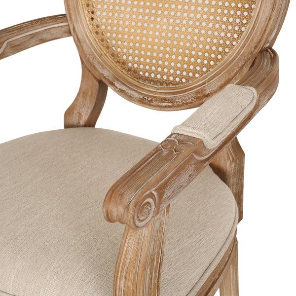 Gdf Studio Ismay French Country Wood And Cane 5-Piece Expandable Oval Dining Set