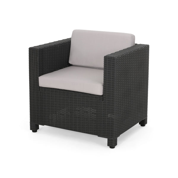 Gdf Studio Iven Outdoor 2 Seater Faux Wicker Chat Set With Cushions