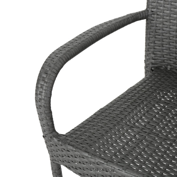 Gdf Studio Ivey Outdoor 5 Piece Wood And Wicker Dining Set