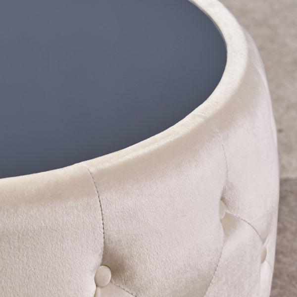 Gdf Studio Ivy Glam Velvet And Tempered Glass Coffee Table Ottoman