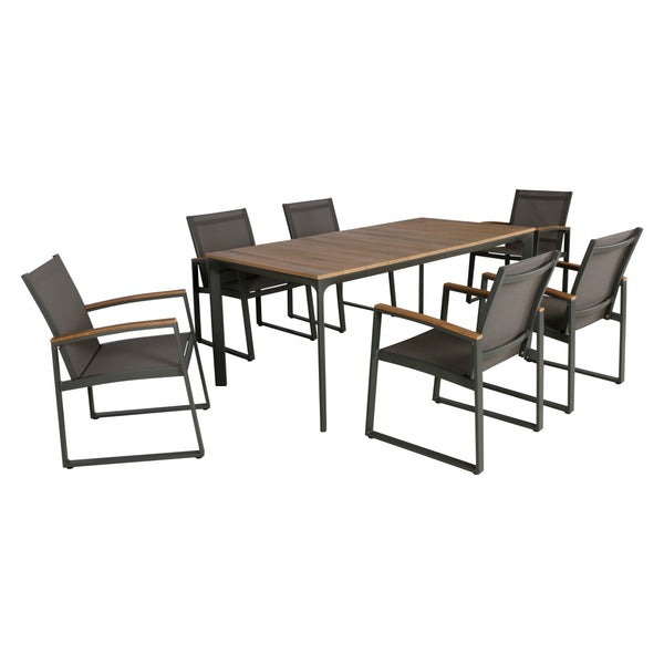 gdf studio Jace Outdoor 7 Piece Aluminum & Wood Dining Set
