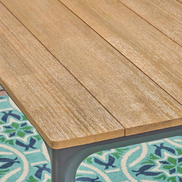 Gdf Studio Jace Outdoor Aluminum And Wood Dining Table Natural