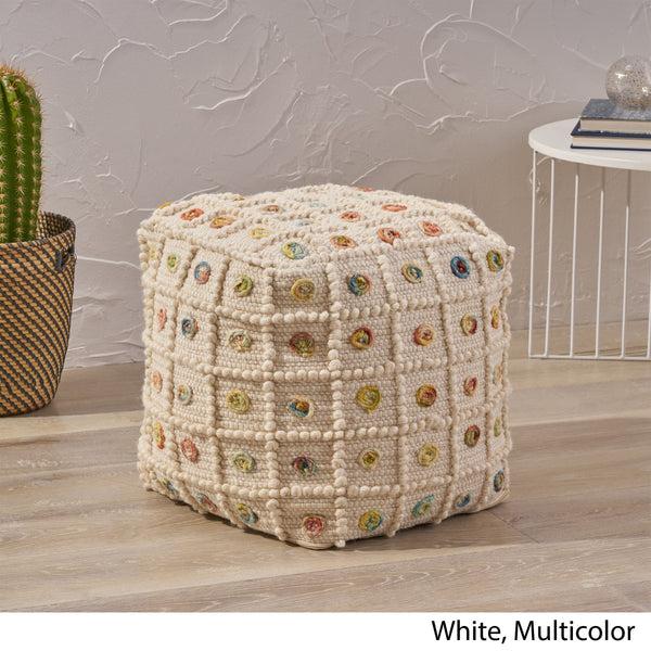 Gdf Studio Jaceyon Boho Wool And Cotton Ottoman Pouf