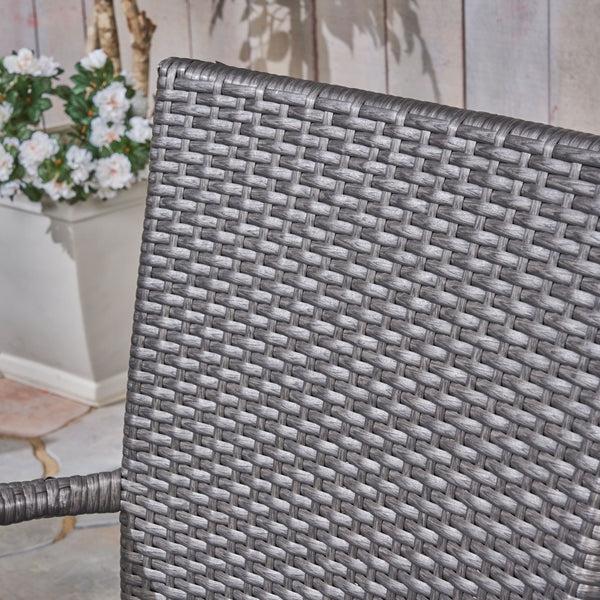 Gdf Studio Jack Outdoor 6 Piece Dining Set With Stacking Wicker Chairs And Bench