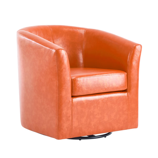 Gdf Studio Jackson Orange Faux Leather Swivel Club Chair