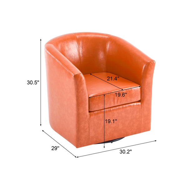 Gdf Studio Jackson Orange Faux Leather Swivel Club Chair