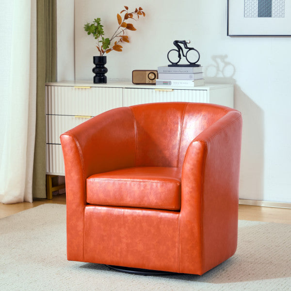 gdf studio Jackson Orange Faux Leather Swivel Club Chair