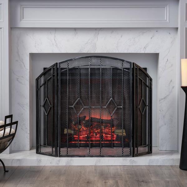 Gdf Studio Jacoby Contemporary Three Panel Iron Firescreen