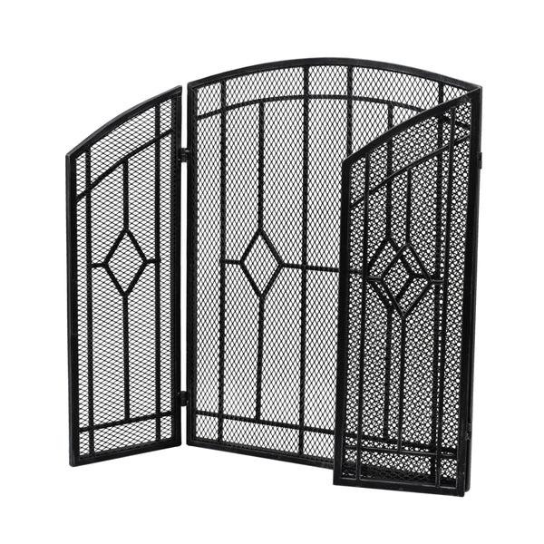 Gdf Studio Jacoby Contemporary Three Panel Iron Firescreen