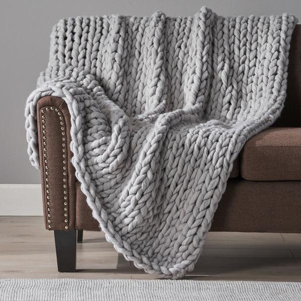 Gdf Studio Jacqueline Modern Knit Stitch Fabric Rectangle Throw Blanket