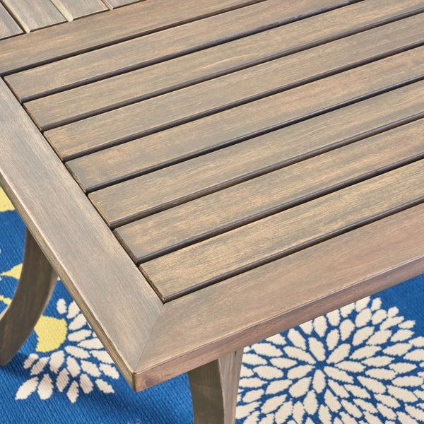 Gdf Studio Jaden Outdoor Acacia Wood Rectangular Dining Table Gray