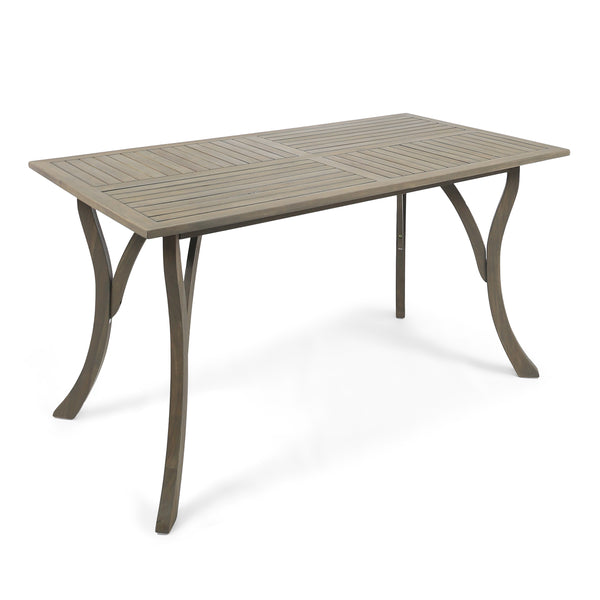 gdf studio Jaden Outdoor Acacia Wood Rectangular Dining Table Gray