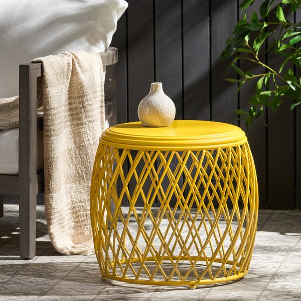 Gdf Studio Jadien Outdoor 19 Inch Diameter Lattice Iron Side Table