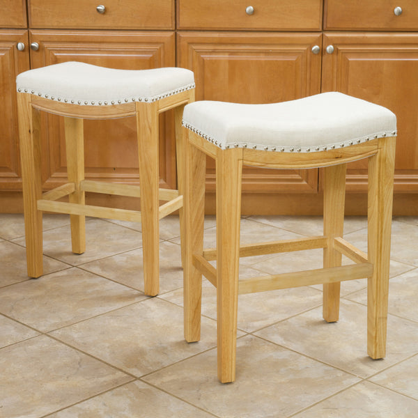 Gdf Studio Jaeden Beige Backless 26-Inch Counter Stools (Set Of 2)