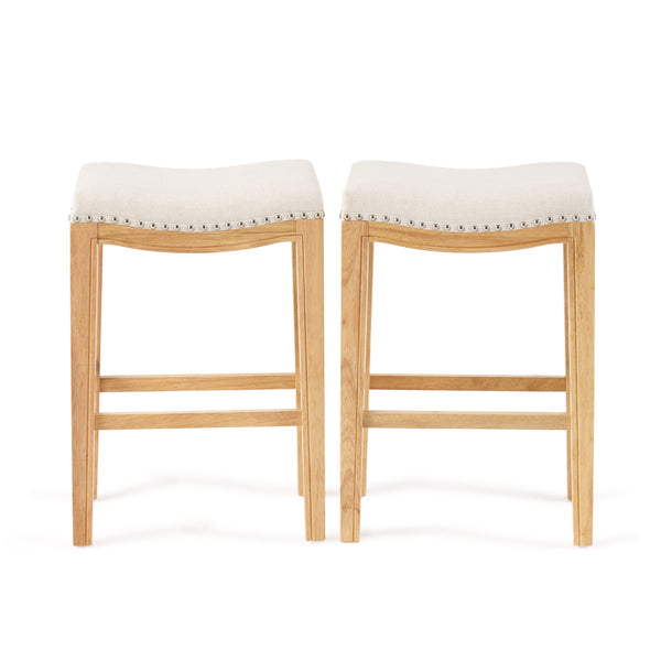 gdf studio Jaeden Beige Backless 26-Inch Counter Stools (Set of 2)