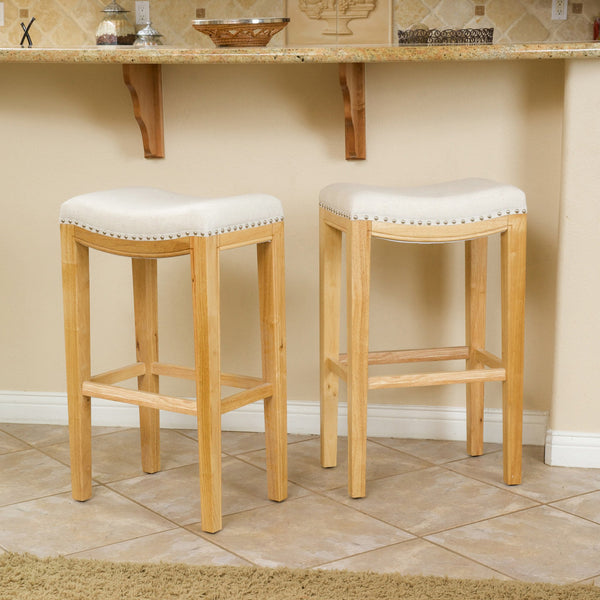 Gdf Studio Jaeden Beige Backless 30-Inch Bar Stools (Set Of 2)