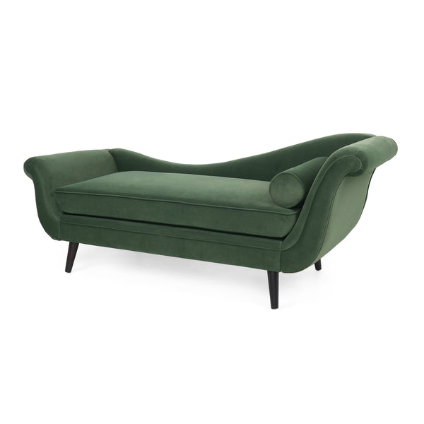 Gdf Studio Jakyrah Contemporary Velvet Chaise Lounge With Scroll Arms
