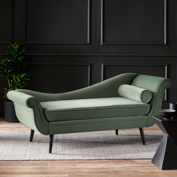 Gdf Studio Jakyrah Contemporary Velvet Chaise Lounge With Scroll Arms