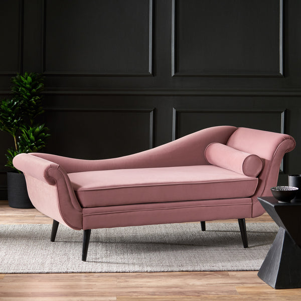 Gdf Studio Jakyrah Contemporary Velvet Chaise Lounge With Scroll Arms