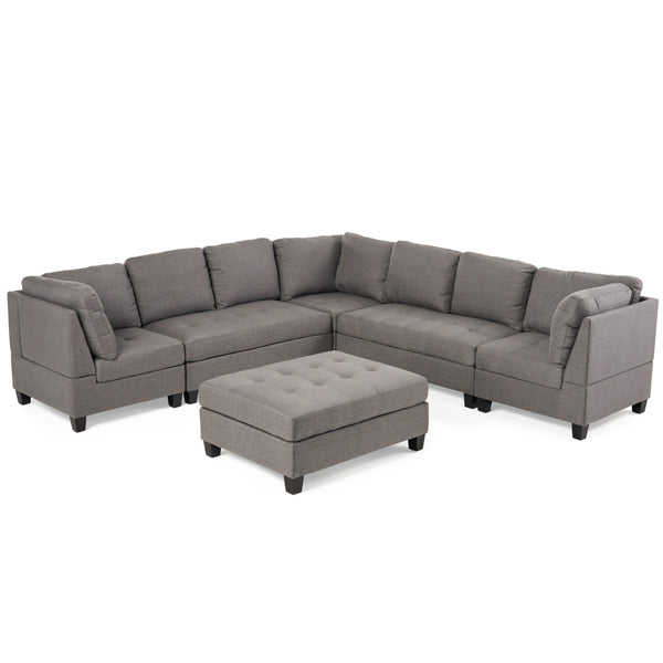 Gdf Studio Jakyri Contemporary 7 Seater Fabric Sectional