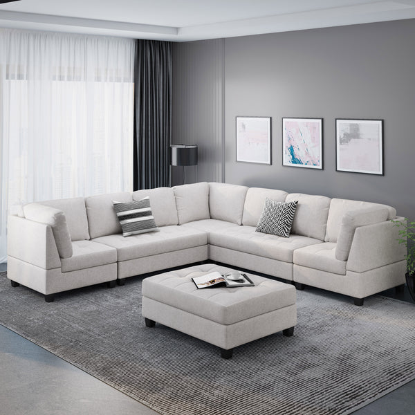 gdf studio Jakyri Contemporary 7 Seater Fabric Sectional