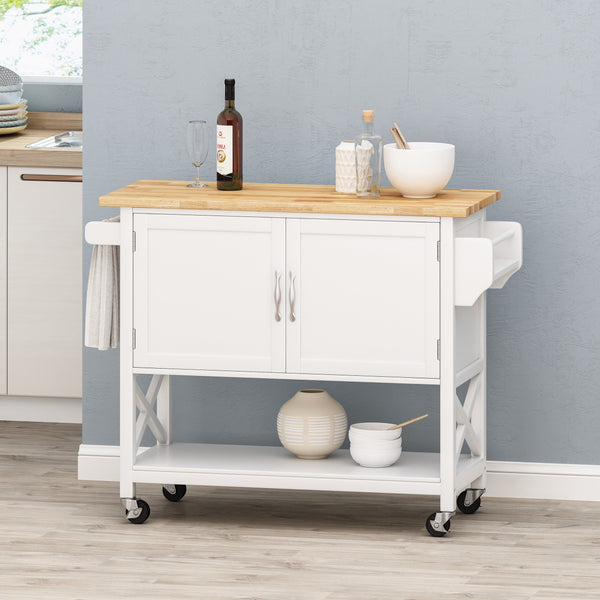 Gdf Studio Jalaiyah Farmhouse Kitchen Cart With Wheels