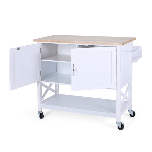 Gdf Studio Jalaiyah Farmhouse Kitchen Cart With Wheels