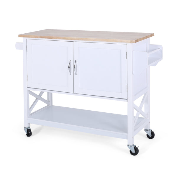 gdf studio Jalaiyah Farmhouse Kitchen Cart with Wheels