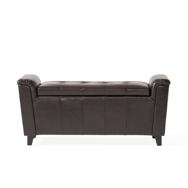 gdf studio James Brown Tufted Leather Armed Storage Ottoman Bench