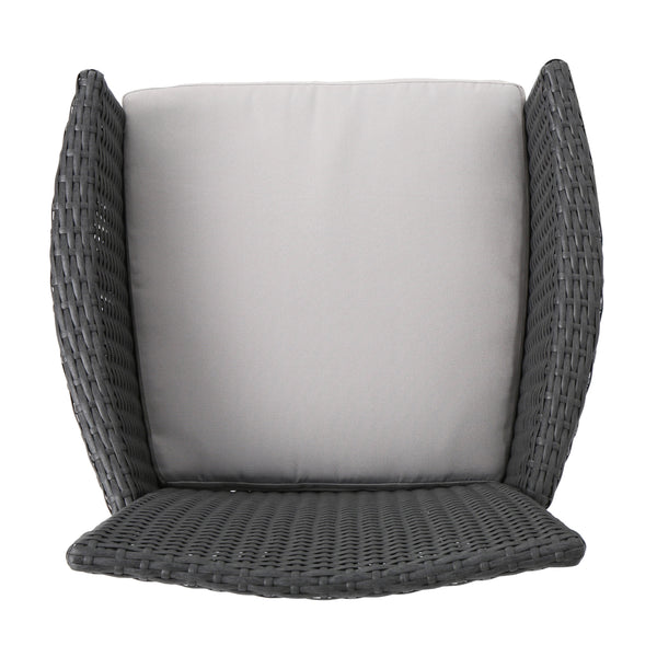Gdf Studio James Outdoor 5 Piece Wood And Wicker Square Dining Set Gray And Gray